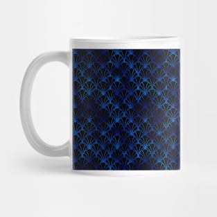 Scallop Shells in Black and Classic Blue Art Deco Vintage Foil Pattern Mug